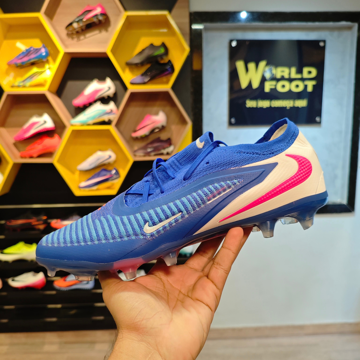 Chuteira de Campo Nike Phantom 6 Azul FG Elite - PRONTA ENTREGA