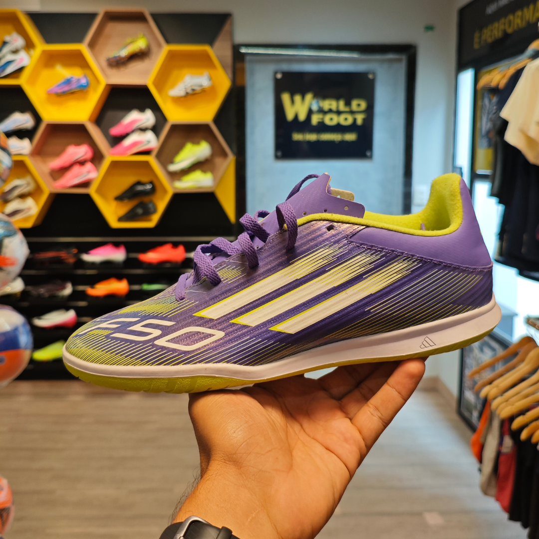 Chuteira Futsal  Adidas F50 Club - ROXO VERDE - PRONTA ENTREGA