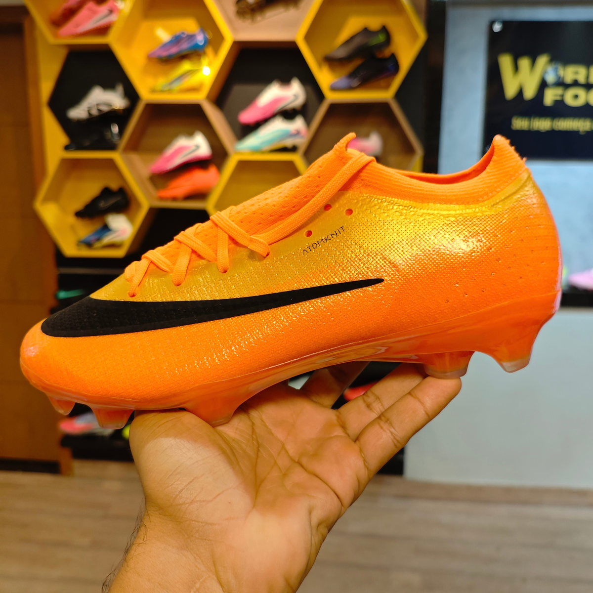 Chuteira de Campo Nike Mercurial Vapor 17 FG Elite Laranja/Preto - PRONTA ENTREGA