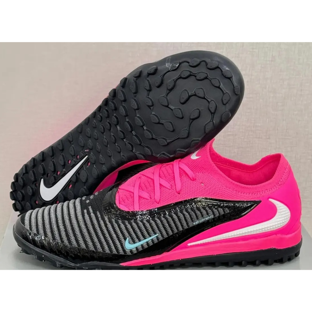 Chuteira de Society Nike Phantom 6 TF  Preto/Rosa – Linha Elite