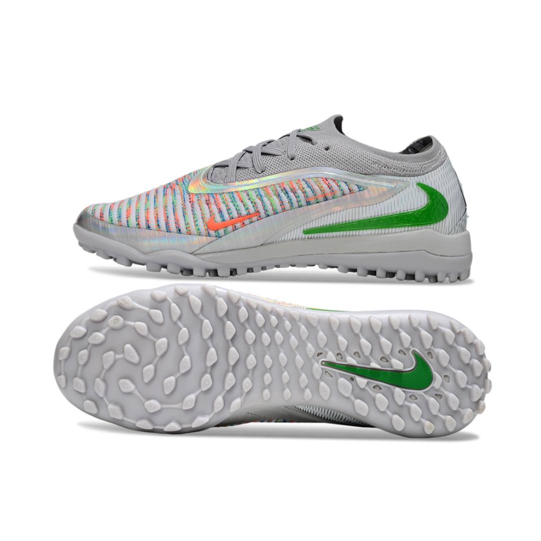 CHUTEIRA SOCIETY NIKE PHANTOM 6 EA SPORTS TF ELITE PRATA / VERDE