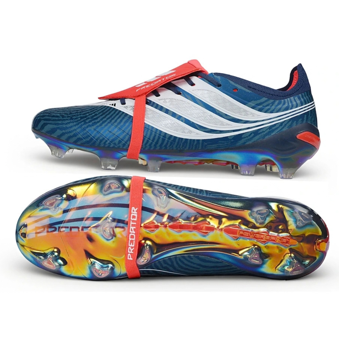 Chuteira de Campo Adidas Predator Tongue 26 Elite FG - Azul / Vermelho