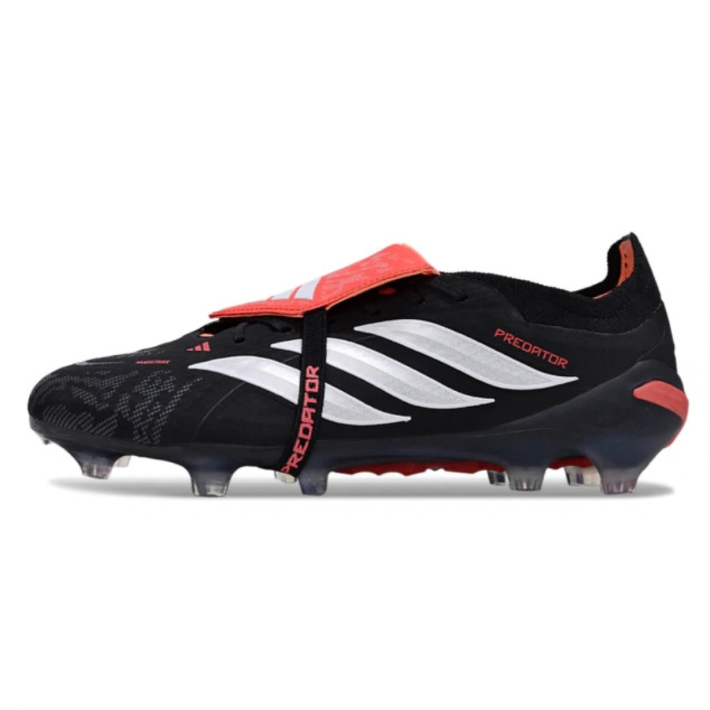 Chuteira de Campo ADIDAS Predator Elite Tongue 26 FG Preto - Vermelho - PRONTA ENTREGA