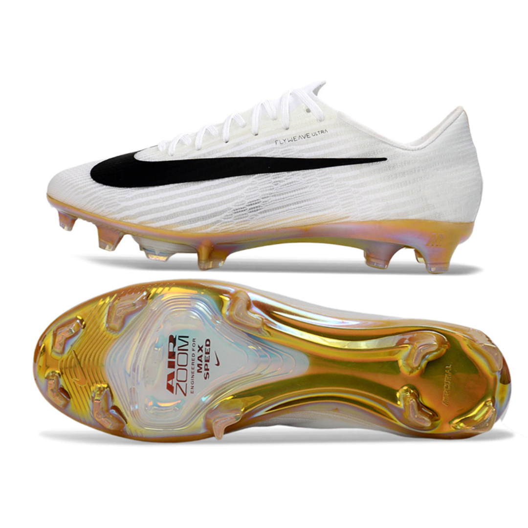 Chuteira de Campo Nike Mercurial Superfly 11 Branco/Dourado FG Elite