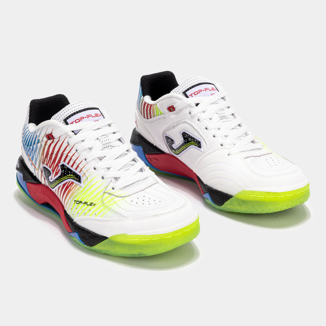 Chuteira de Futsal Joma Top Flex Plus BRANCO/VERMELHO/AZUL