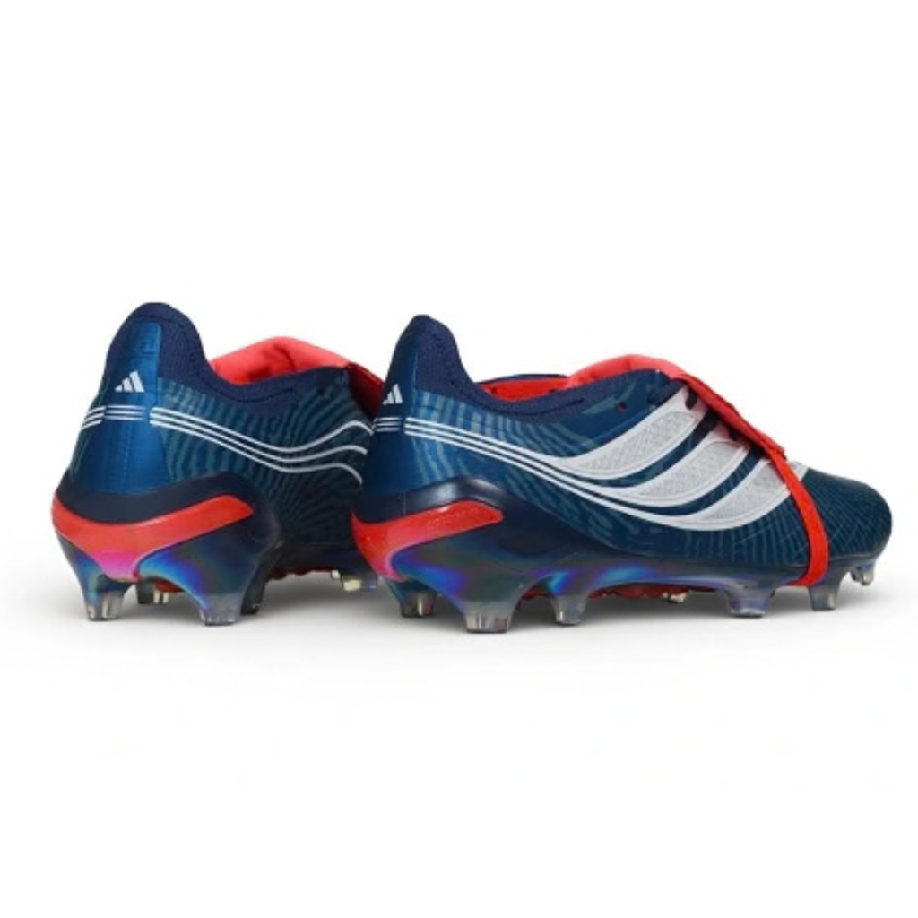 Chuteira de Campo Adidas Predator Tongue 26 Elite FG - Azul / Vermelho - PRONTA ENTREGA