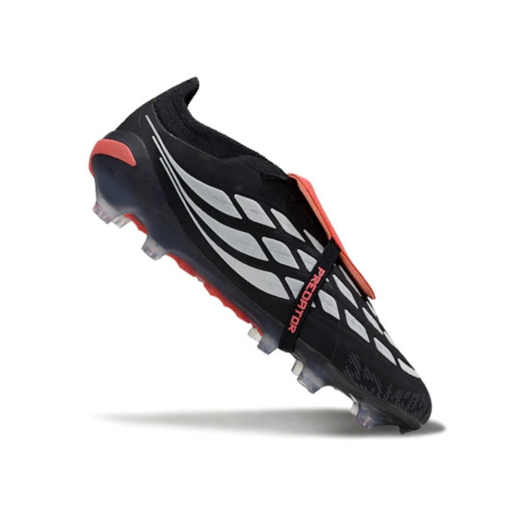 Chuteira de Campo ADIDAS Predator Elite Tongue 26 FG Preto - Vermelho - PRONTA ENTREGA