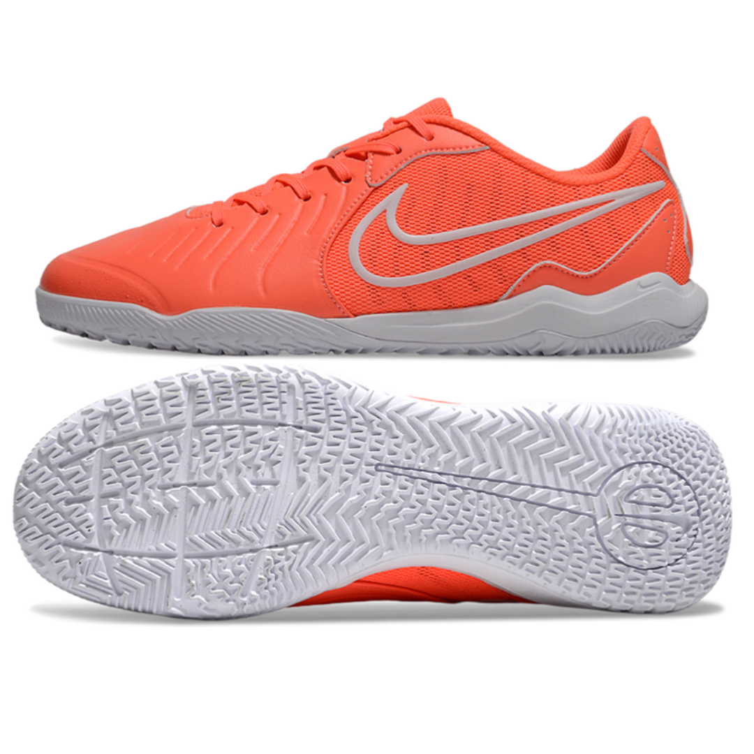 Chuteira Futsal Nike Tiempo Legend 10 Laranja e Branco IC
