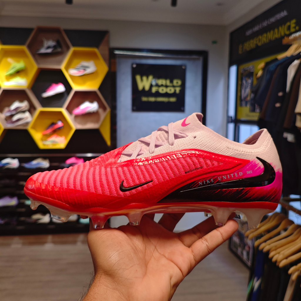 Chuteira  de Campo NIKE Phantom 6 Elite Low FG Vermelho/Rosa/Cinza - PRONTA ENTREGA
