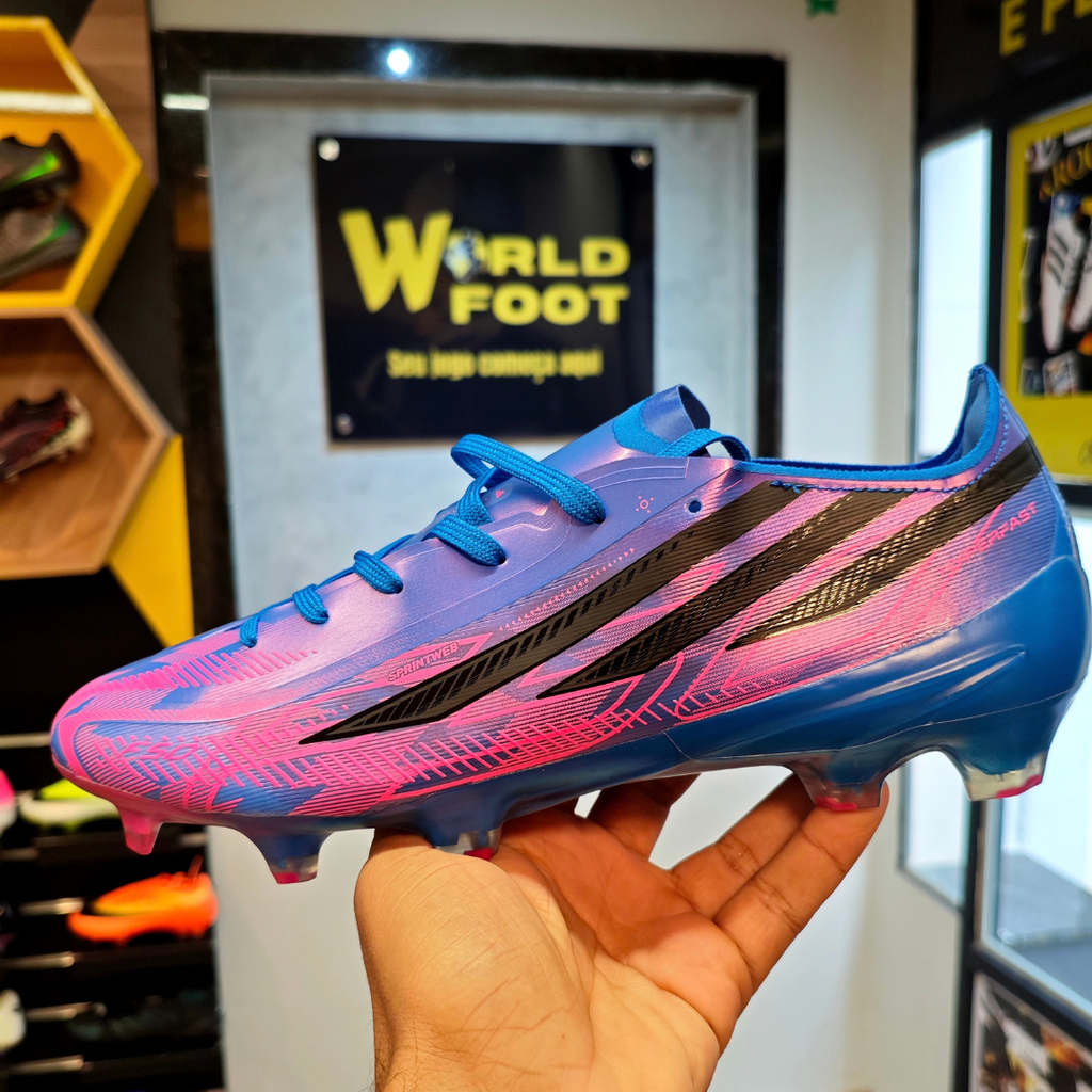 Chuteira de Campo Adidas F50 Hyperfast Eltie FG - Azul-Roxo - PRONTA ENTREGA