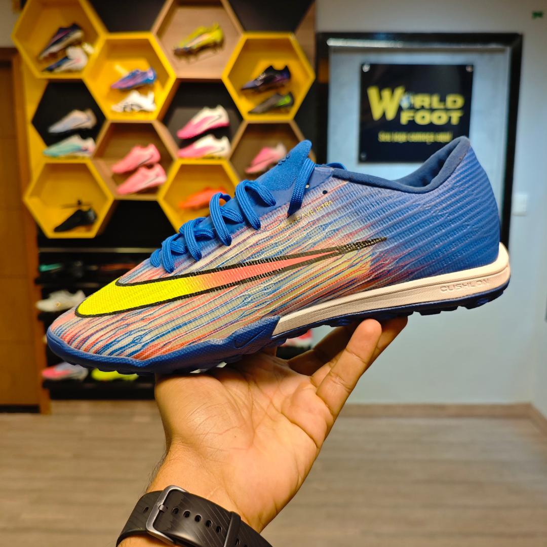 Chuteira de Society Nike Mercurial Vapor 17 Azul Collor TF -PRONTA ENTREGA