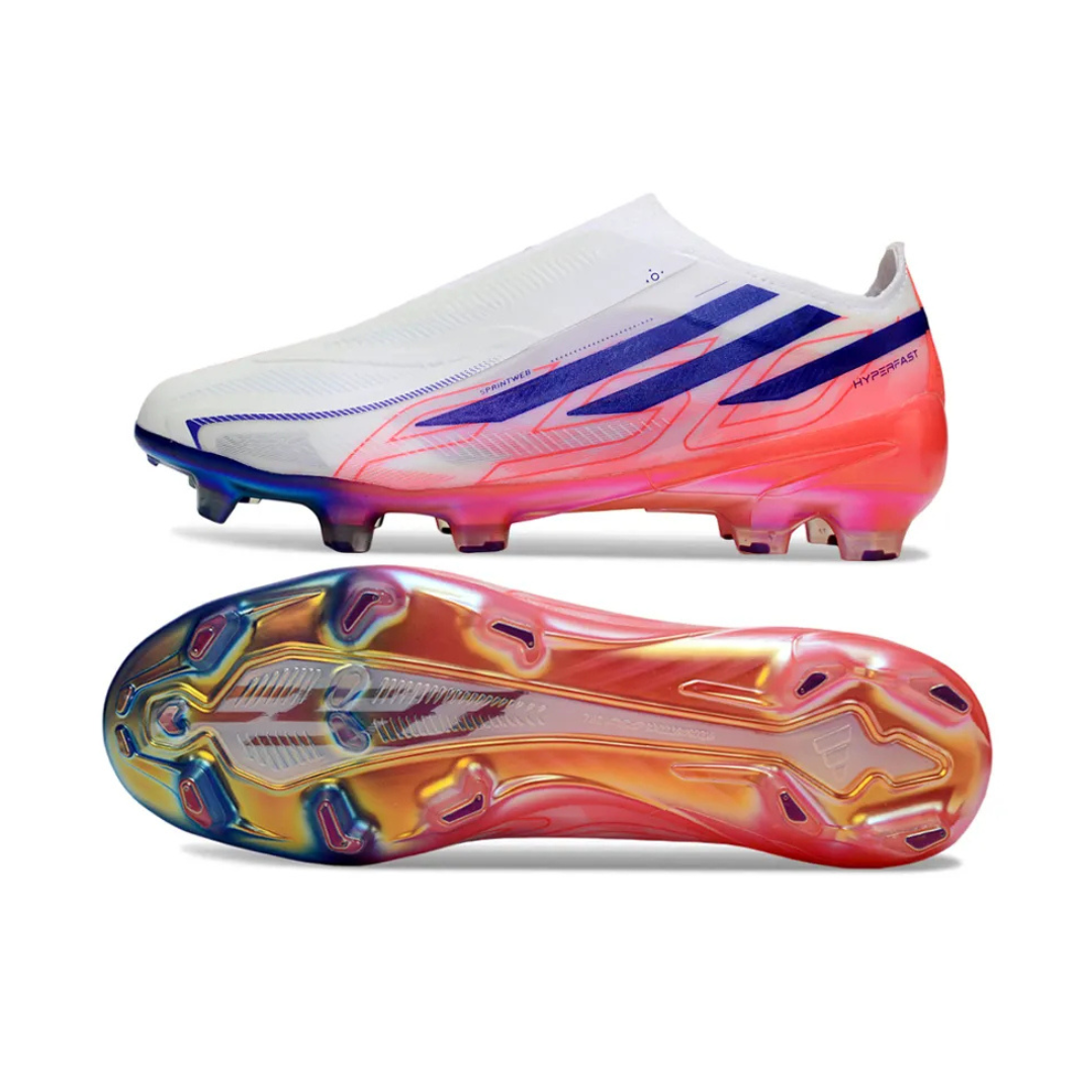 Chuteira de Campo Adidas F50 LL Hyperfast FG Elite ( Branco, Azul e Rosa )