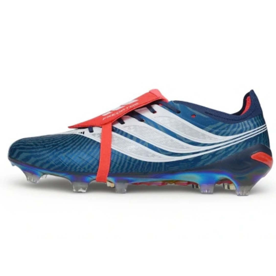 Chuteira de Campo Adidas Predator Tongue 26 Elite FG - Azul / Vermelho