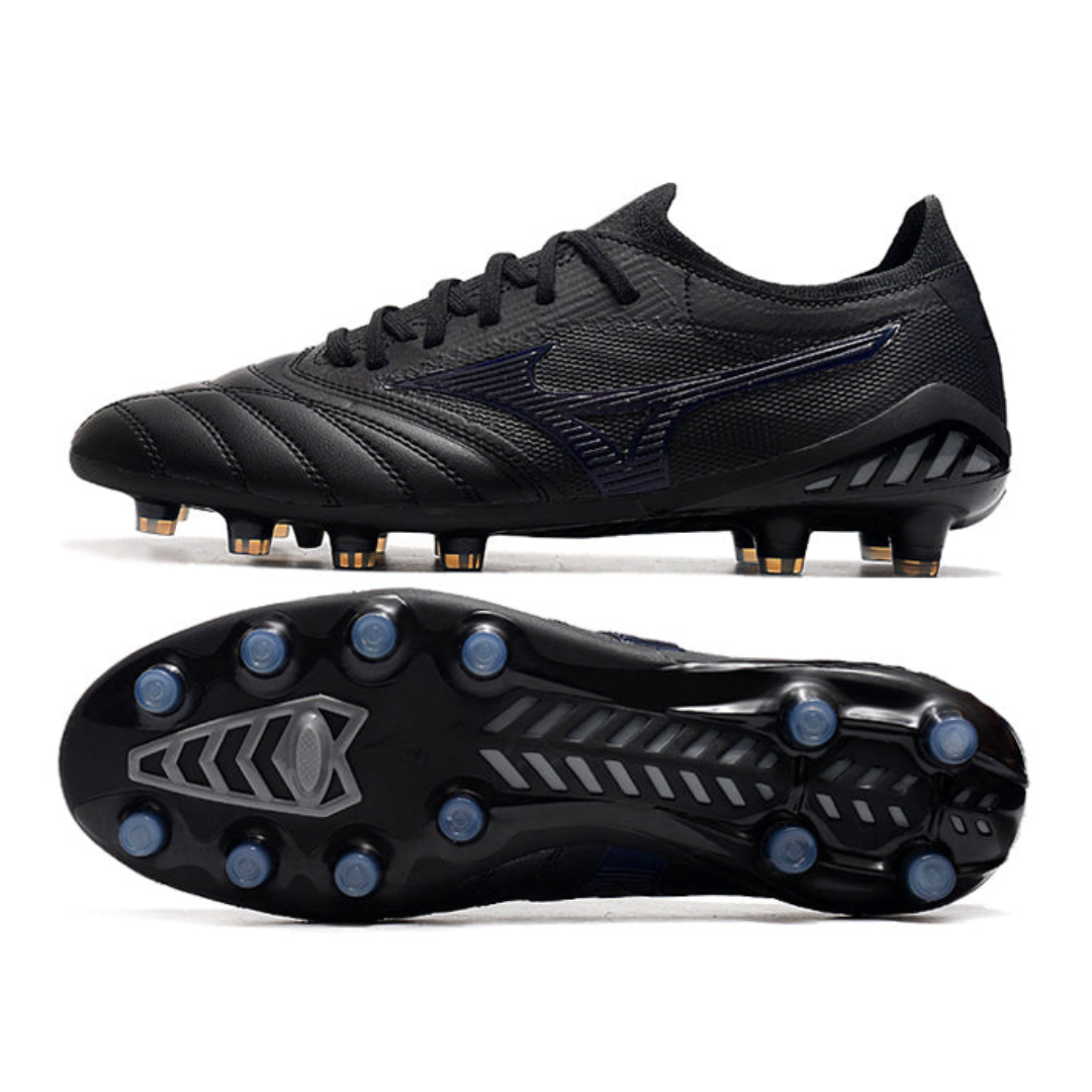 Chuteira de Campo Mizuno Morelia Neo 4 Preto/Azul Marinho Fg Elite