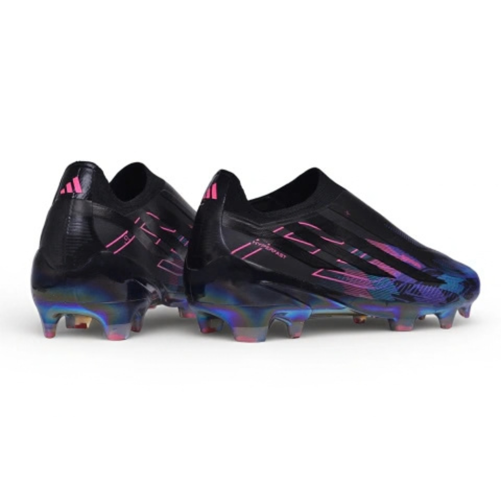 Chuteira de Campo Adidas F50 Hyperfast FG Laceless Preto-Azul-Roxo - PRONTA ENTREGA