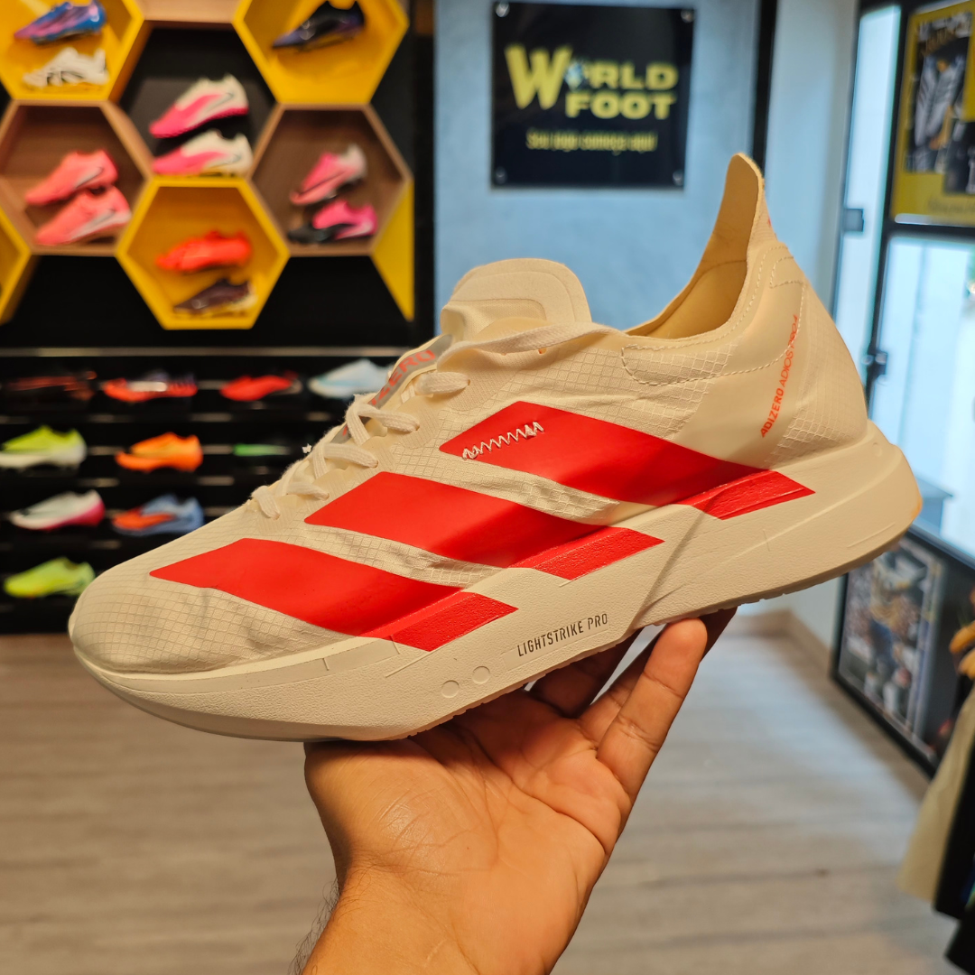 Tênis Adidas Adizero Pro 4 Bege/Vermelho/Amarelo - PRONTA ENTREGA
