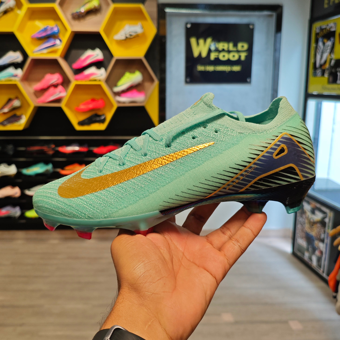 Chuteira de Campo Nike Mercurial Vapor 16 Elite FG – Azul/Dourado - PRONTA ENTREGA